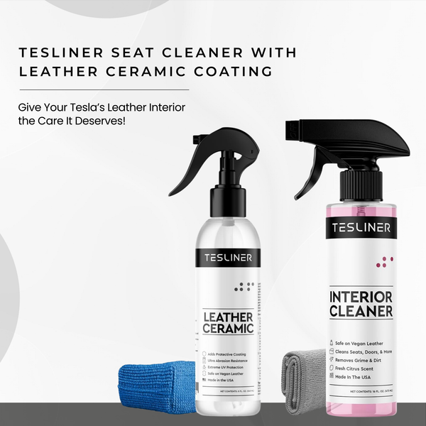 Tesliner Interior Protection Bundle – Seat Cleaner & Leather Ceramic Coating | Vegan Leather Safe | Fits Model 3, Y, S, X, Cybertruck
