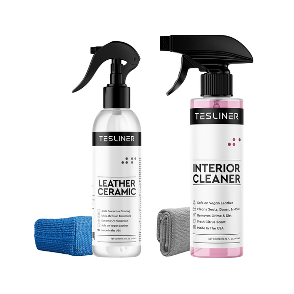 Tesliner Interior Protection Bundle – Seat Cleaner & Leather Ceramic Coating | Vegan Leather Safe | Fits Model 3, Y, S, X, Cybertruck