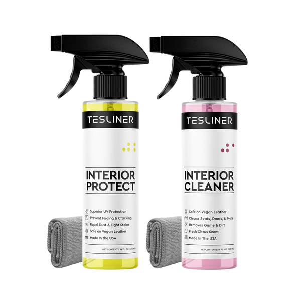Tesliner Interior Care Bundle – Seat Cleaner & Interior Conditioner with UV Protectant | Vegan Leather Safe | Fits Model 3, Y, S, X, Cybertruck