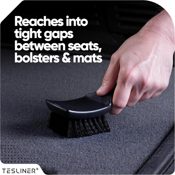 Tesliner Premium Interior Detailing Brush – Soft Bristles for Seats, Dash & Console | Safe on Vegan Leather | Fits Model 3, Y, S, X, Cybertruck