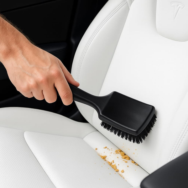 Tesliner Premium Interior Detailing Brush – Soft Bristles for Seats, Dash & Console | Safe on Vegan Leather | Fits Model 3, Y, S, X, Cybertruck