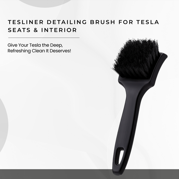 Tesliner Premium Interior Detailing Brush – Soft Bristles for Seats, Dash & Console | Safe on Vegan Leather | Fits Model 3, Y, S, X, Cybertruck