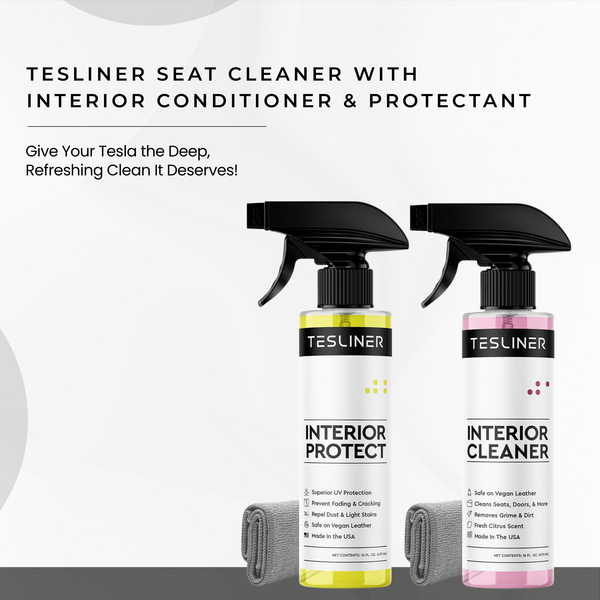 Tesliner Interior Care Bundle – Seat Cleaner & Interior Conditioner with UV Protectant | Vegan Leather Safe | Fits Model 3, Y, S, X, Cybertruck